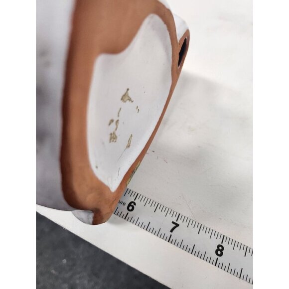 Vintage Terra Cotta Pottery White Teddy Bear Figurine Glazed Tabletop Home Decor - Picture 9 of 9